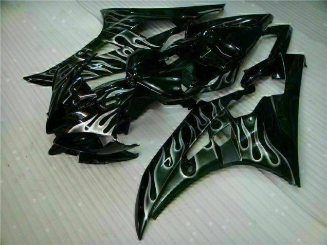 Argent Flamme Noir Carénage Moto Yamaha R6 2006-2007 Argent Flamme Noir Carénage Moto Yamaha R6 2006-2007