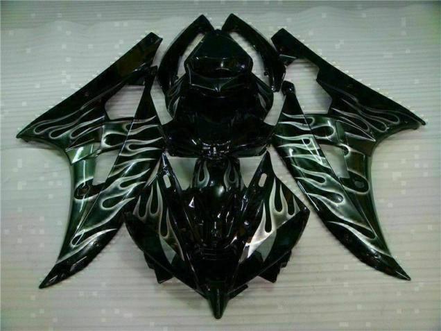 Argent Flamme Noir Carénage Moto Yamaha R6 2006-2007 Argent Flamme Noir Carénage Moto Yamaha R6 2006-2007