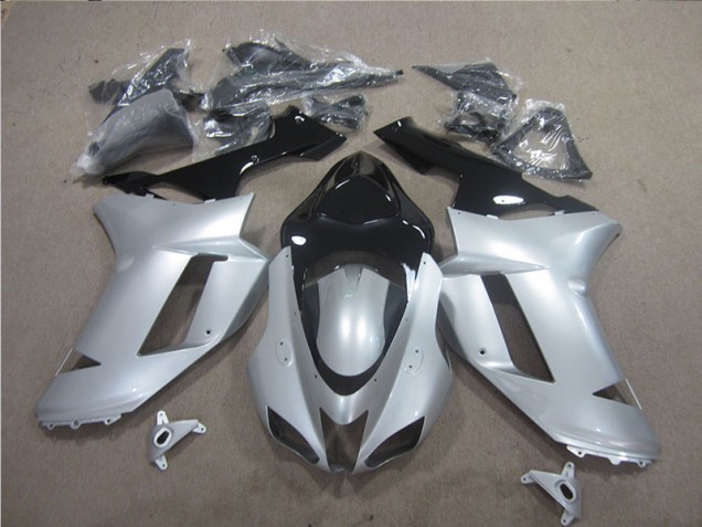 Argent Noir Carénage Moto Kawasaki ZX6R 2007-2008 Argent Noir Carénage Moto Kawasaki ZX6R 2007-2008