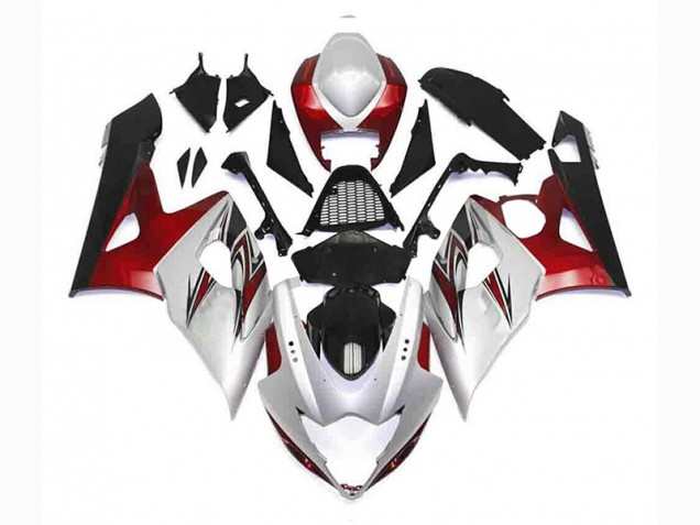 Argent Rouge Noir Carénage Moto Suzuki GSXR 1000 K5 2005-2006 Argent Rouge Noir Carénage Moto Suzuki GSXR 1000 K5 2005-2006