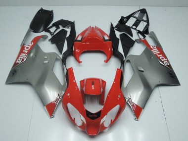 Argent et Rouge Carénage Moto Aprilia RSV 1000 2003-2006