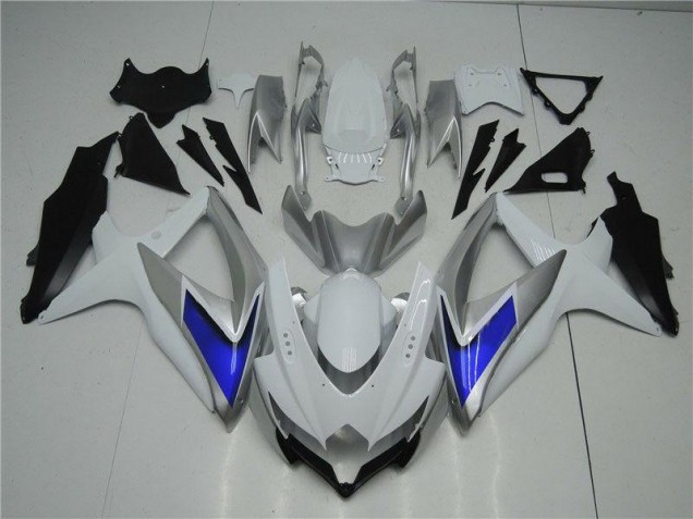 Blanc Argent Bleu Carénage Moto Suzuki GSXR 600 / 750 K8 2008-2010 Blanc Argent Bleu Carénage Moto Suzuki GSXR 600 / 750 K8 2008-2010