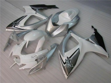 Blanc Argent Kit Carénages Motos Complet Suzuki GSXR 600 / 750 K6 2006-2007