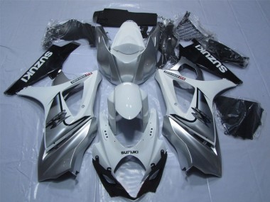 Blanc Argent Noir Carénage Moto Suzuki GSXR 1000 K7 2007-2008