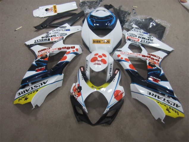 Blanc Bleu Dark Dog Carénage Moto Suzuki GSXR 1000 K7 2007-2008 Blanc Bleu Dark Dog Carénage Moto Suzuki GSXR 1000 K7 2007-2008