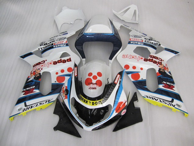 Blanc Bleu Dark Dog Carénage Moto Suzuki GSXR 600 K1 K2 K3 2001-2003 Blanc Bleu Dark Dog Carénage Moto Suzuki GSXR 600 K1 K2 K3 2001-2003