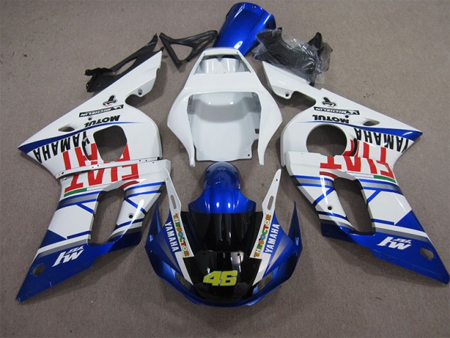 Blanc Bleu Fiat 46 Carénage Moto Yamaha R6 1998-2002 Blanc Bleu Fiat 46 Carénage Moto Yamaha R6 1998-2002
