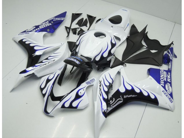 Blanc Bleu Flamme Carénage Moto Honda CBR 600 RR 2007-2008 Blanc Bleu Flamme Carénage Moto Honda CBR 600 RR 2007-2008