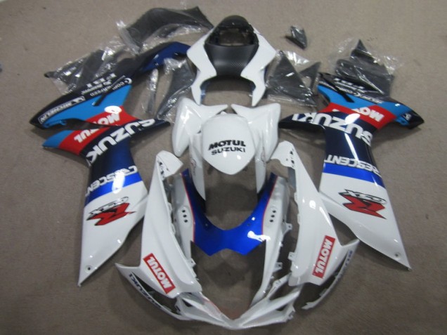 Blanc Bleu Motul Carénage Moto Suzuki GSXR 600 K11 2011-2024 Blanc Bleu Motul Carénage Moto Suzuki GSXR 600 K11 2011-2024