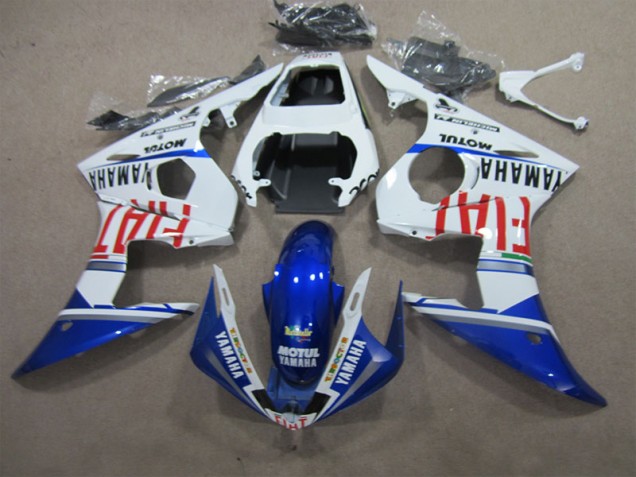 Blanc Bleu Motul Fiat Carénage Moto Yamaha R6 2003-2005 Blanc Bleu Motul Fiat Carénage Moto Yamaha R6 2003-2005