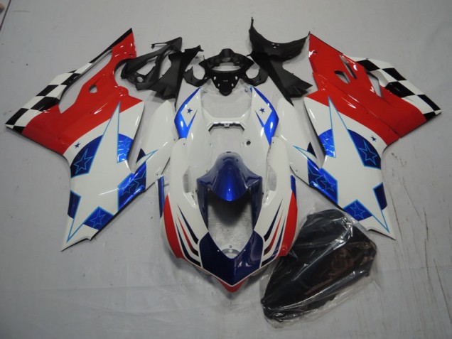 Blanc Bleu Rouge Carénage Moto Ducati 1199 2011-2014 Blanc Bleu Rouge Carénage Moto Ducati 1199 2011-2014