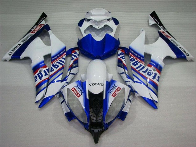 Blanc Bleu Sterilgarda Volvo Carénage Moto Yamaha R6 2008-2016 Blanc Bleu Sterilgarda Volvo Carénage Moto Yamaha R6 2008-2016