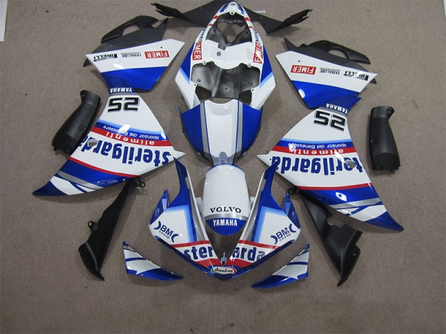 Blanc Bleu Volvo Sterilgarda 25 Carénage Moto Yamaha R1 2012-2014 Blanc Bleu Volvo Sterilgarda 25 Carénage Moto Yamaha R1 2012-2014