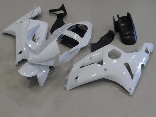 Blanc Carénage Moto Kawasaki ZX6R 2003-2004 Blanc Carénage Moto Kawasaki ZX6R 2003-2004