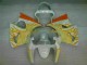Blanc Jaune Flamme Carénage Moto Kawasaki ZX6R 2000-2002 Blanc Jaune Flamme Carénage Moto Kawasaki ZX6R 2000-2002