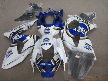 Blanc Lucky Strike Bleu Motul Carénage Moto Suzuki GSXR 1000 K9 2009-2016