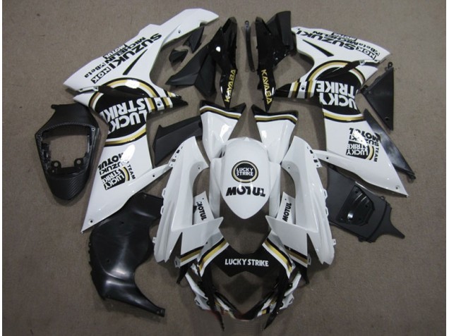 Blanc Lucky Strike Noir Motul Carénage Moto Suzuki GSXR 600 K11 2011-2024 Blanc Lucky Strike Noir Motul Carénage Moto Suzuki GSXR 600 K11 2011-2024