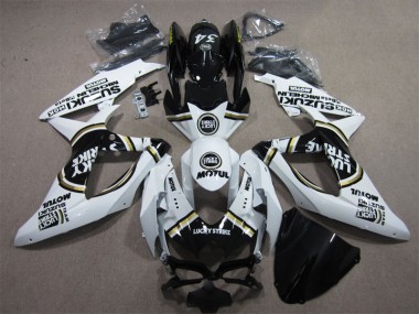 Blanc Lucky Strike Noir Motul Carénage Moto Suzuki GSXR 600 K8 2008-2010