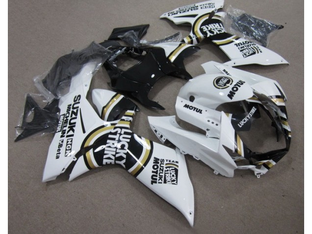 Blanc Lucky Strike Noir Motul Carénages Moto Suzuki GSXR 600 K11 2011-2024 Blanc Lucky Strike Noir Motul Carénages Moto Suzuki GSXR 600 K11 2011-2024
