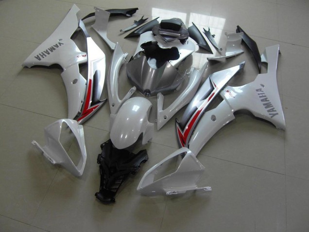 Blanc Nacré Argent Carénage Moto Yamaha R6 2008-2016 Blanc Nacré Argent Carénage Moto Yamaha R6 2008-2016