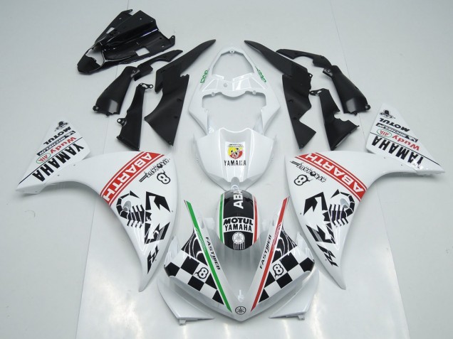 Blanc Noir Abrath Carénage Moto Yamaha R1 2009-2011 Blanc Noir Abrath Carénage Moto Yamaha R1 2009-2011