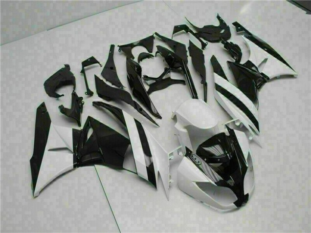 Blanc Noir Carénage Moto Kawasaki ZX6R 2009-2012 Blanc Noir Carénage Moto Kawasaki ZX6R 2009-2012