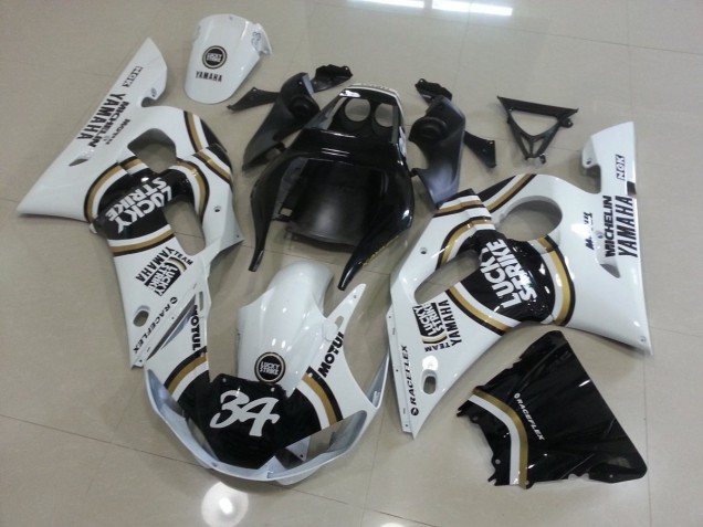 Blanc Noir Carénage Moto Yamaha R6 1998-2002 Blanc Noir Carénage Moto Yamaha R6 1998-2002