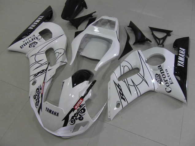 Blanc Noir Corona Carénage Moto Yamaha R6 1998-2002 Blanc Noir Corona Carénage Moto Yamaha R6 1998-2002