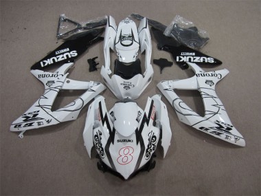 Blanc Noir Corona Extra Motul 8 Carénage Moto Suzuki GSXR 600 K8 2008-2010