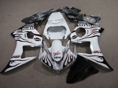 Blanc Noir Flamme Requin Carénage Moto Yamaha R6 2003-2005