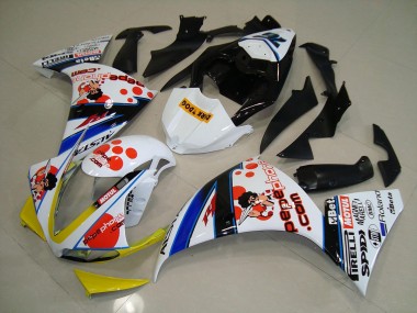 Blanc Noir Pepe Phone Carénage Moto Yamaha R1 2012-2014