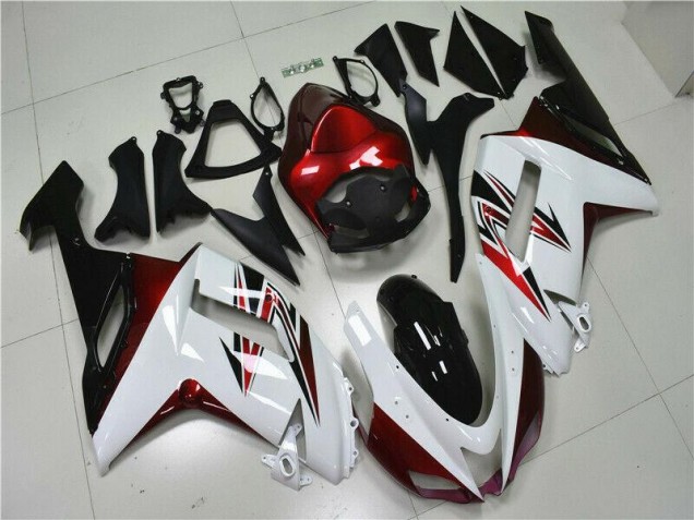 Blanc Noir Rouge Carénage Moto Kawasaki ZX6R 2007-2008 Blanc Noir Rouge Carénage Moto Kawasaki ZX6R 2007-2008