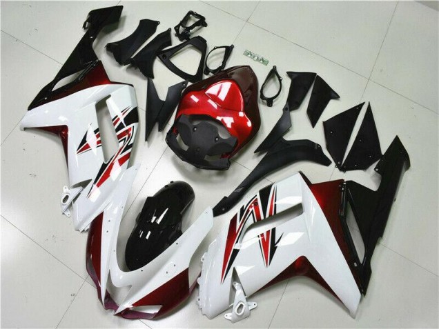 Blanc Noir Rouge Carénage Moto Kawasaki ZX6R 2007-2008 Blanc Noir Rouge Carénage Moto Kawasaki ZX6R 2007-2008