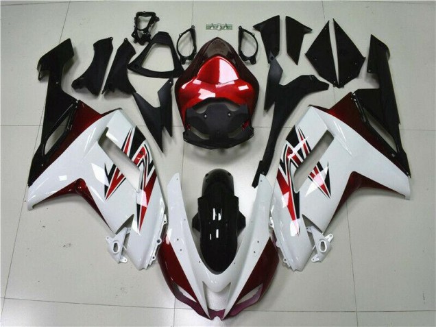 Blanc Noir Rouge Carénage Moto Kawasaki ZX6R 2007-2008 Blanc Noir Rouge Carénage Moto Kawasaki ZX6R 2007-2008