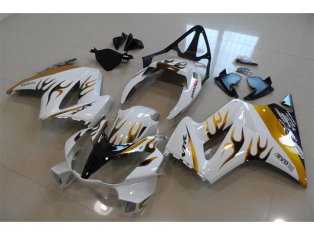 Blanc Or Flamme Carénage Moto Honda VFR 800 2002-2013 Blanc Or Flamme Carénage Moto Honda VFR 800 2002-2013