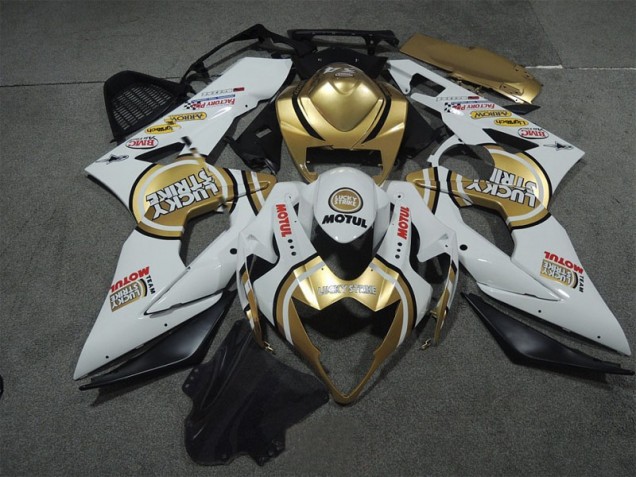 Blanc Or Lucky Strike Motul Carénage Moto Suzuki GSXR 1000 K5 2005-2006 Blanc Or Lucky Strike Motul Carénage Moto Suzuki GSXR 1000 K5 2005-2006
