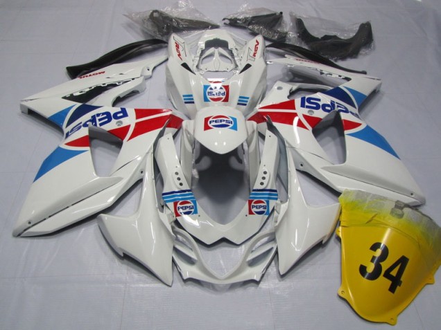 Blanc Pepsi 34 Carénage Moto Suzuki GSXR 1000 K9 2009-2016 Blanc Pepsi 34 Carénage Moto Suzuki GSXR 1000 K9 2009-2016