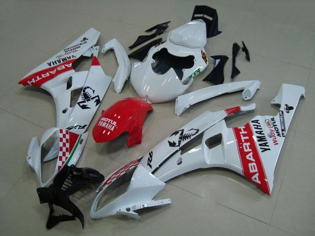 Blanc Rouge Abarth Carénage Moto Yamaha R6 2006-2007 Blanc Rouge Abarth Carénage Moto Yamaha R6 2006-2007