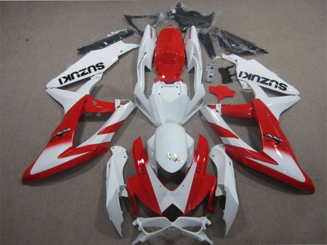 Blanc Rouge Carénage Moto Suzuki GSXR 600 K8 2008-2010 Blanc Rouge Carénage Moto Suzuki GSXR 600 K8 2008-2010