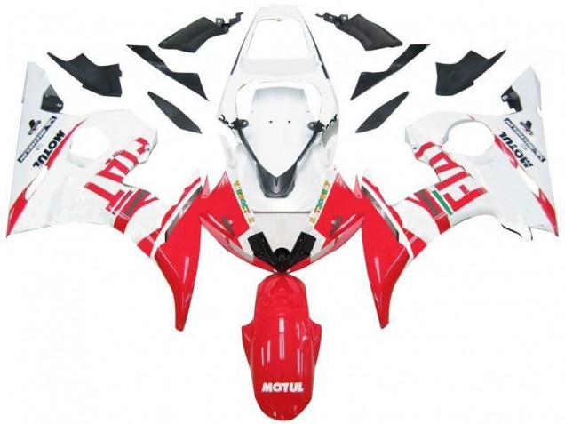 Blanc Rouge Fiat Carénage Moto Yamaha R6 2003-2005 Blanc Rouge Fiat Carénage Moto Yamaha R6 2003-2005