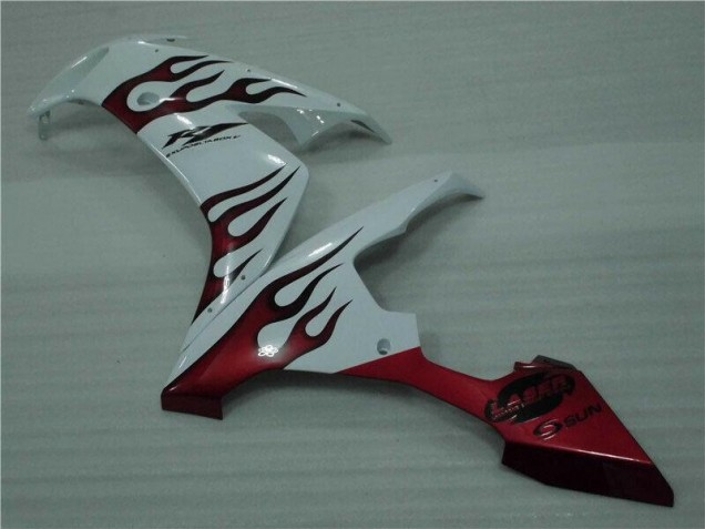 Blanc Rouge Flamme Carénage Moto Yamaha R1 2004-2006 Blanc Rouge Flamme Carénage Moto Yamaha R1 2004-2006