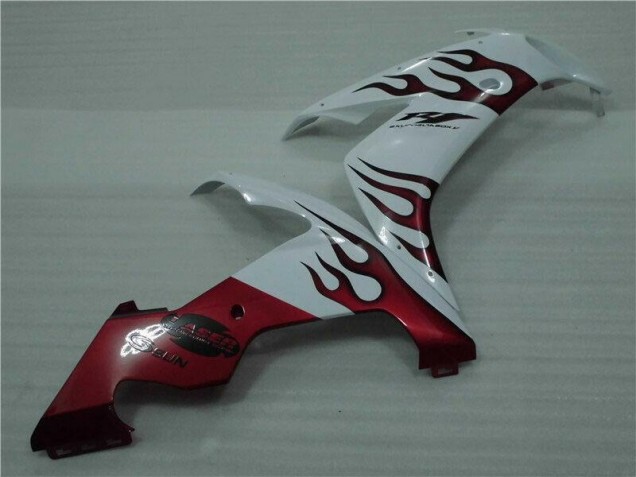 Blanc Rouge Flamme Carénage Moto Yamaha R1 2004-2006 Blanc Rouge Flamme Carénage Moto Yamaha R1 2004-2006