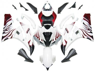 Blanc Rouge Flamme Carénage Moto Yamaha R6 2006-2007
