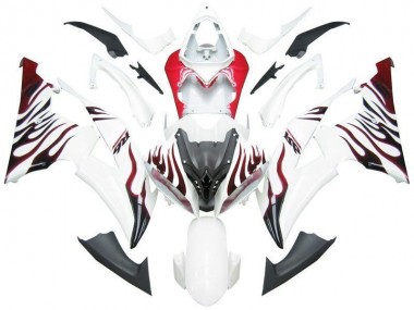 Blanc Rouge Flamme R6 Carénage Moto Yamaha R6 2008-2016