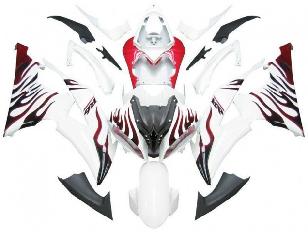 Blanc Rouge Flamme R6 Carénage Moto Yamaha R6 2008-2016 Blanc Rouge Flamme R6 Carénage Moto Yamaha R6 2008-2016