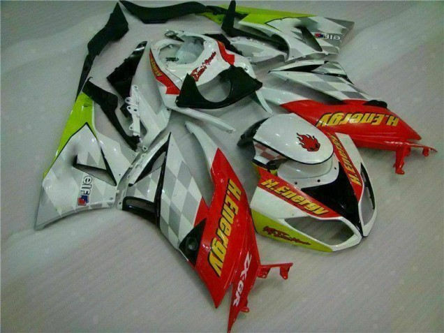 Blanc Rouge H. Énergie Carénage Moto Kawasaki ZX6R 2009-2012 Blanc Rouge H. Énergie Carénage Moto Kawasaki ZX6R 2009-2012