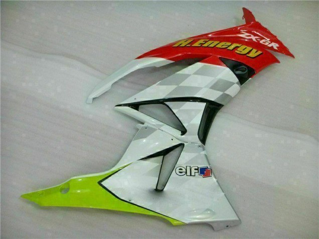 Blanc Rouge H. Énergie Carénage Moto Kawasaki ZX6R 2009-2012 Blanc Rouge H. Énergie Carénage Moto Kawasaki ZX6R 2009-2012