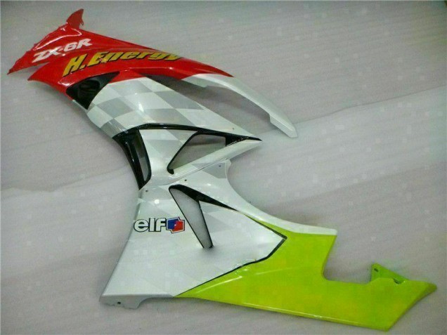 Blanc Rouge H. Énergie Carénage Moto Kawasaki ZX6R 2009-2012 Blanc Rouge H. Énergie Carénage Moto Kawasaki ZX6R 2009-2012