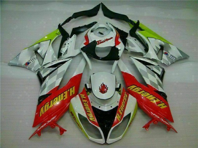 Blanc Rouge H. Énergie Carénage Moto Kawasaki ZX6R 2009-2012 Blanc Rouge H. Énergie Carénage Moto Kawasaki ZX6R 2009-2012