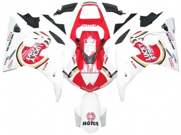 Blanc Rouge Lucky Strike Carénage Moto Yamaha R6 2003-2005 Blanc Rouge Lucky Strike Carénage Moto Yamaha R6 2003-2005